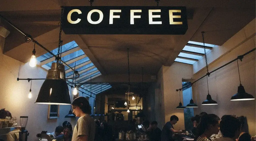 imagem escrito cafeteria em inglês